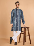 Vastranavya Grey Exclusive Festival Wear Pure Viscose Rayon Sequence & Foil Mirror Heavy Embroidered Work Kurta