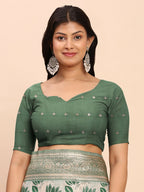 Shree Shyam Fashion Linen Cotton Green Saree - Distacart