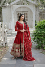 Joban Fashion Maroon Georgette Sequence Embroidery Work Kurta Set - Distacart