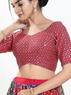 Joban Fashion Pink Silk Padded Blouse With Sweetheart Neck Elbow Sleeves - Distacart