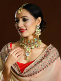 Green Maharani Kundan Neckpiece with Earrings and Maang Tikka- Ruby Raang