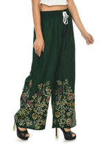 Mominos Fashion Moeza Reyon Cotton Bottle Green Floral Palazzo