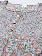 Miravan Women's Floral Printed Anarkali Kurta