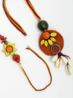 NVR Women & Men Set of 2 Multicolor Sea Shell Handcrafted Bhaiya Bhabhi Rakhi With Roli Chawal - Distacart
