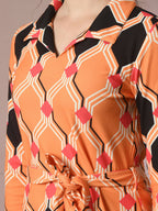 Myshka Women's Multi Printed Polo Collar Party Top With Trousers Co-ord set