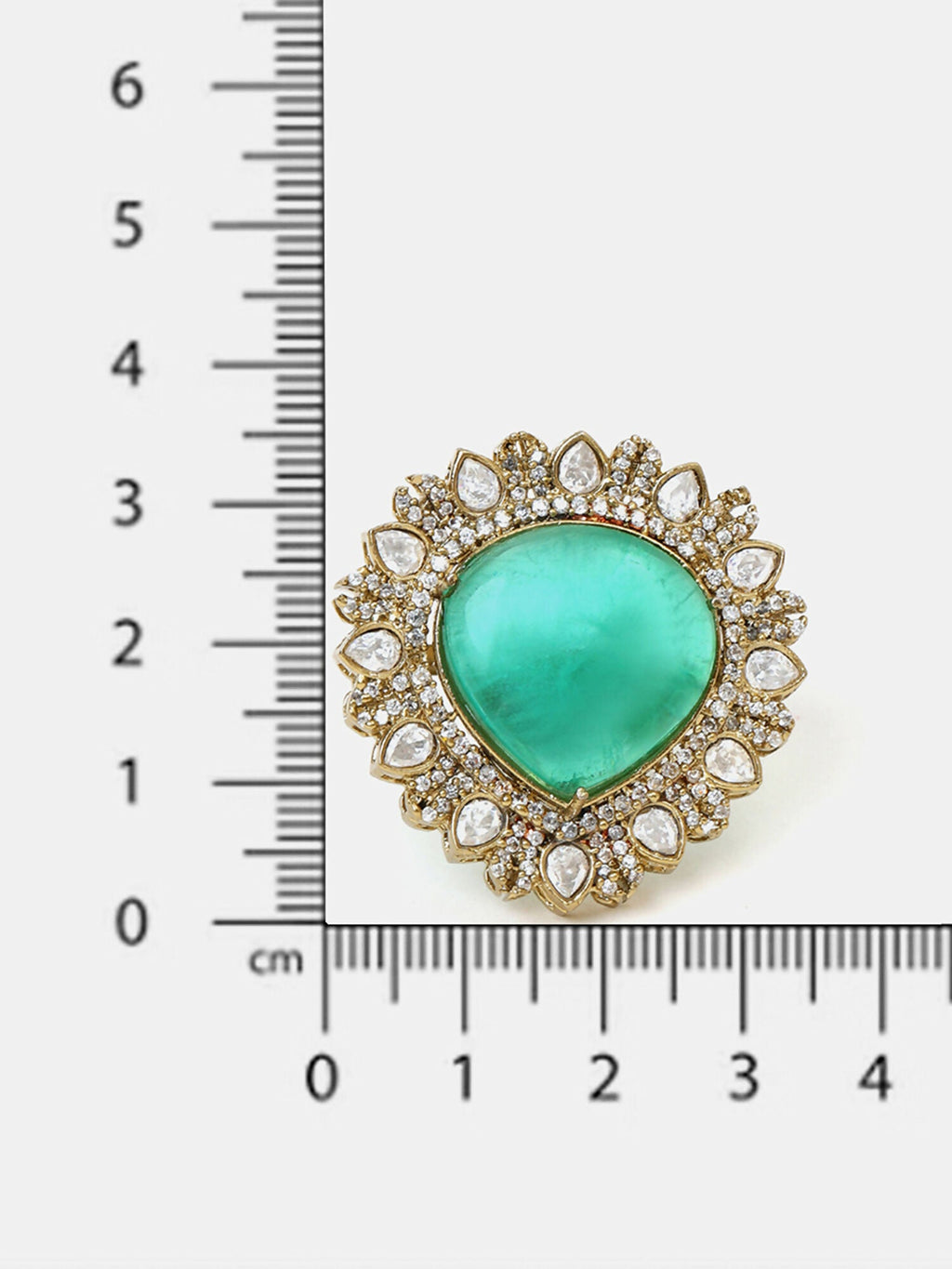 Ruby Raang Teardrop Green Stone Ring