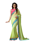 Vamika Light Green Designer Georgette Embroidery Saree