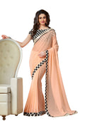 Vamika Peach Designer Georgette Embroidery Saree