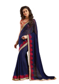 Vamika Navy Blue Designer Georgette Embroidery Saree