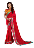 Vamika Red Designer Georgette Embroidery Saree