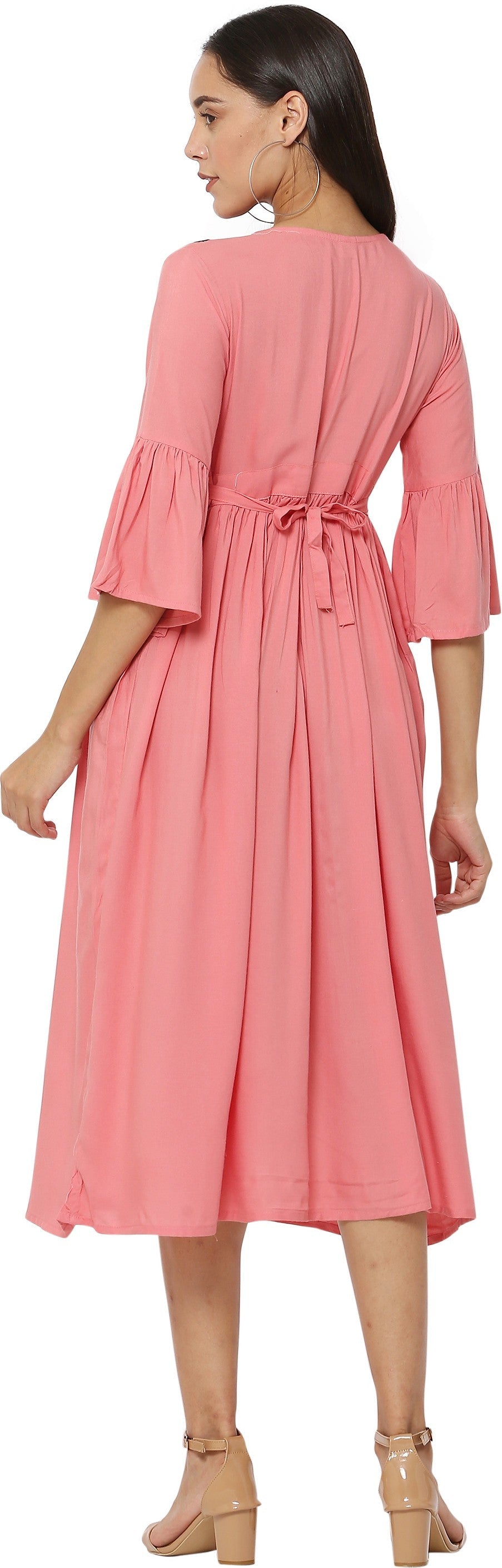 PAVONINE Gajri Color Embroidery Work With Button Dress For Women - Distacart