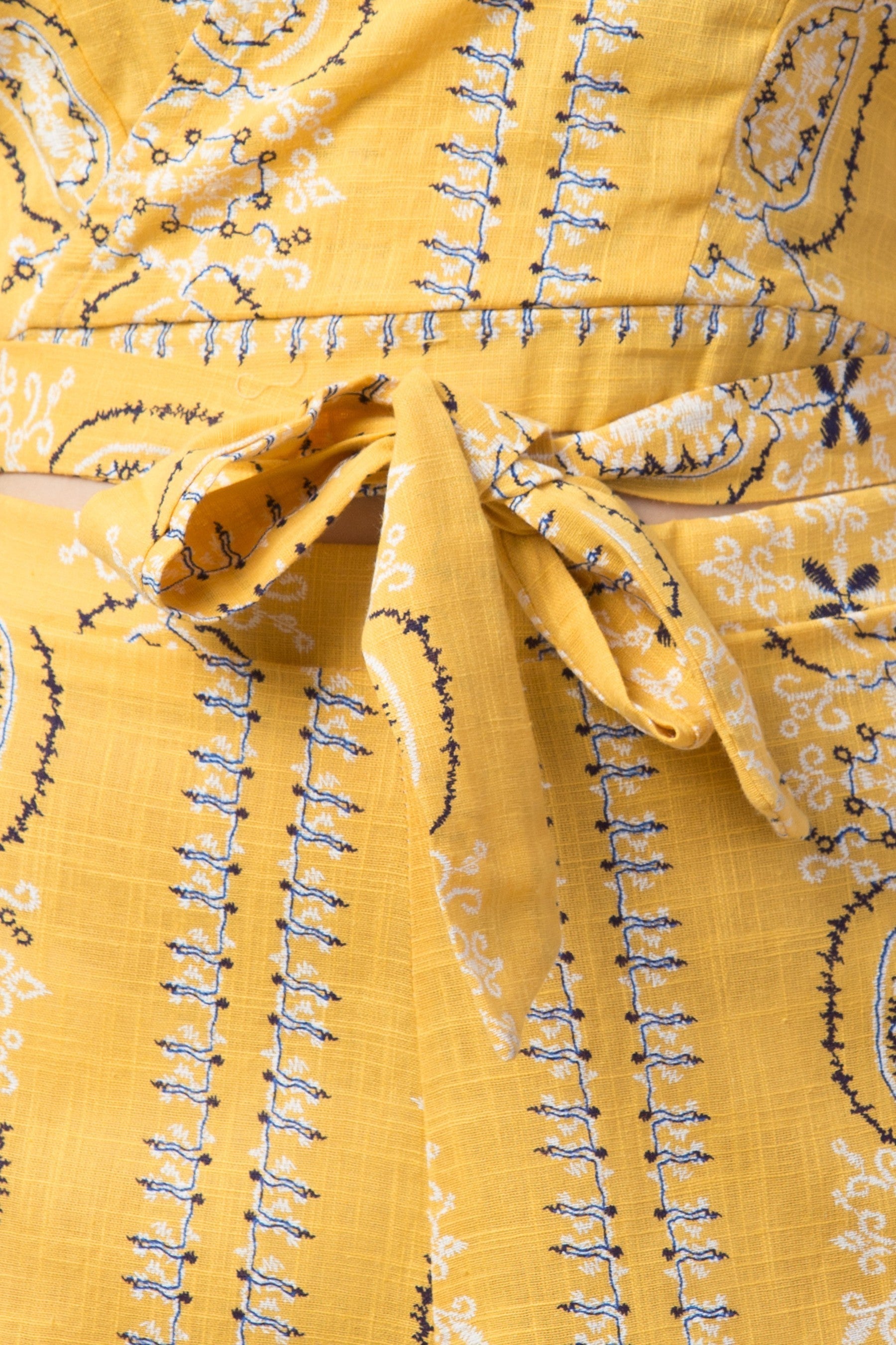 PAVONINE Mustard Color Printed Crop Top And Flared Palazzo Set For Girls & Women - Distacart