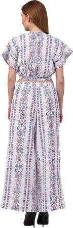 PAVONINE White Color Printed Crop Top And Flared Palazzo Set For Girls & Women - Distacart