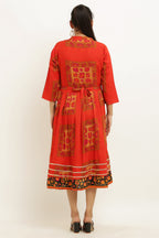PAVONINE Jaipuri Block Print Red Color Dress For Girls & Women - Distacart