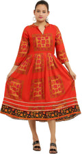PAVONINE Jaipuri Block Print Red Color Dress For Girls & Women - Distacart