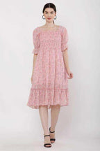 PAVONINE Peach Color Georgette Fabric Body Kansai Midi For Girls - Distacart