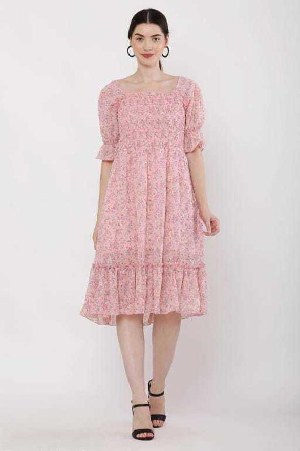 PAVONINE Peach Color Georgette Fabric Body Kansai Midi For Girls - Distacart