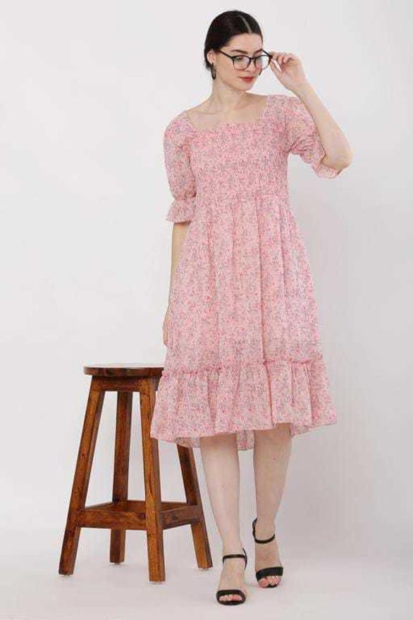 PAVONINE Peach Color Georgette Fabric Body Kansai Midi For Girls - Distacart