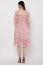 PAVONINE Peach Color Georgette Fabric Body Kansai Midi For Girls - Distacart