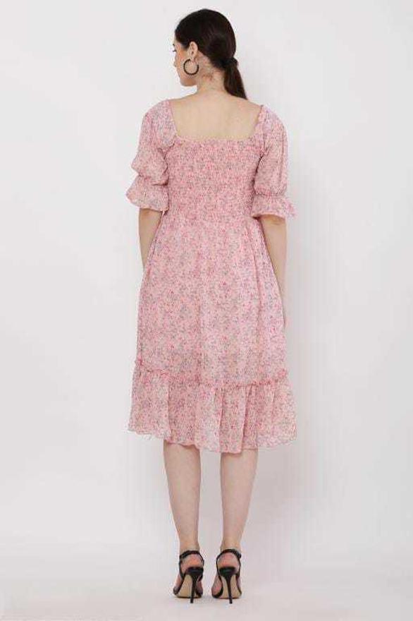PAVONINE Peach Color Georgette Fabric Body Kansai Midi For Girls - Distacart