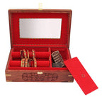 Nizalia Carved Motif Of Flora Handmade Beautiful Jewellery Box With Mirror