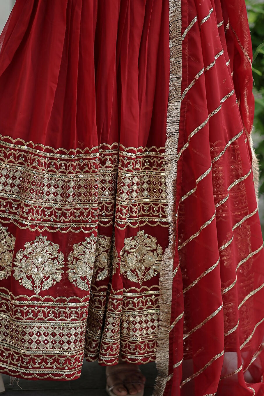 Joban Fashion Maroon Georgette Sequence Embroidery Work Kurta Set - Distacart