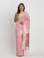Shree Shyam Fashion Linen Cotton Light Pink Saree - Distacart