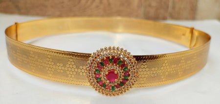 Adjustable Waist Belt/ Vaddanam/ Kamarband With Multicolor Pendant