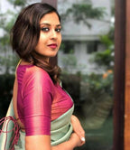 DEIANA'S Beautiful Designer Golden zari Soft Lichi Silk Saree - C Green