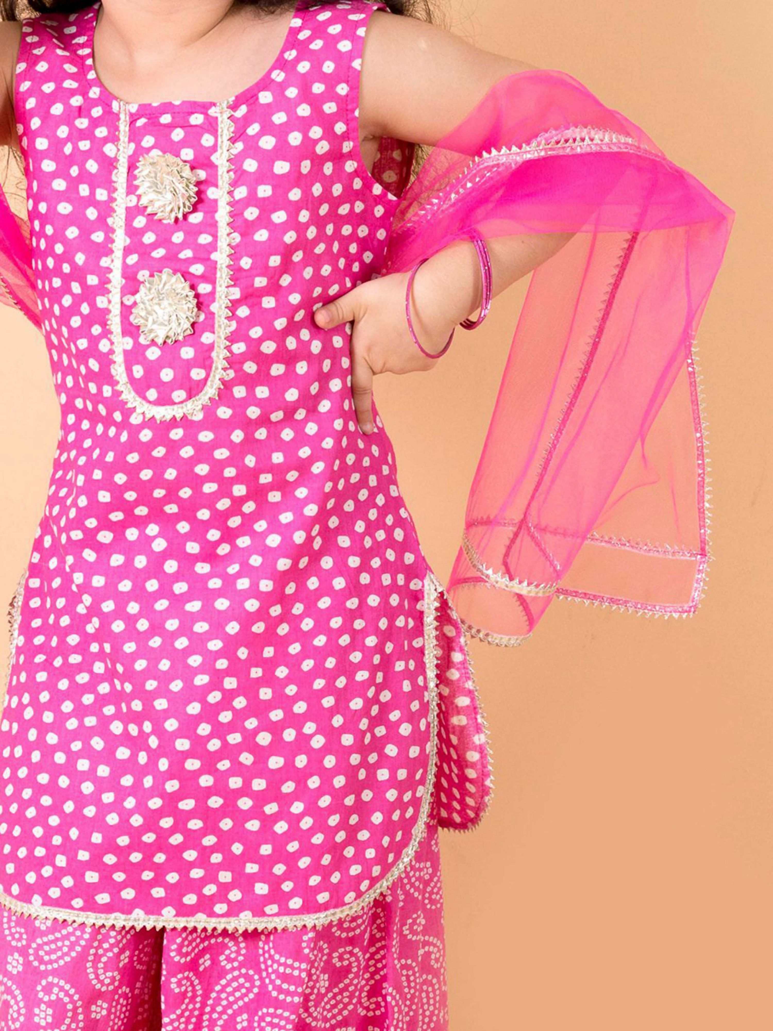 Joban Fashion Girl's Pink Color Sharara Set