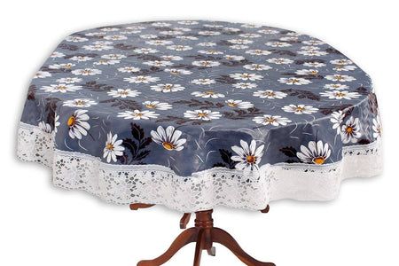 Casa-Nest Printed Pvc Plastic Flowered 4 Seater Round Shape Table Cover - Multicolour