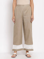 Myshka Women's Trendy Grey Cotton Solid Casual Trouser