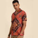 Red Relaxed Floral Opaque Printed Casual Resort Shirt - Mahotsav