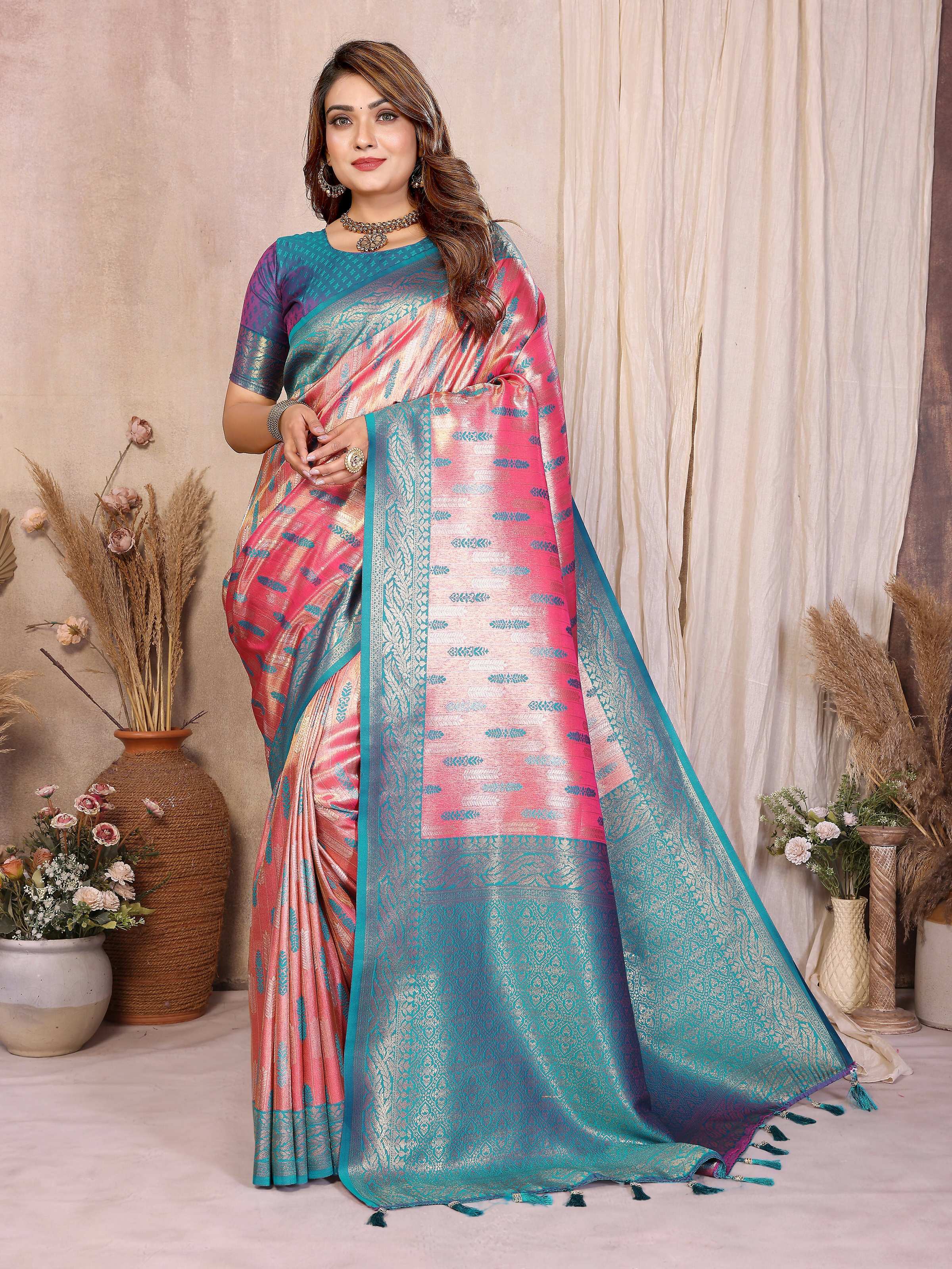 Aastha Fashion Red Tissue Silk Paithani Woven Saree - Distacart