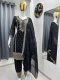 Teeya Creation Black Color Faux Georgette Embroidery Work Party Wear Salwar Suit - Distacart