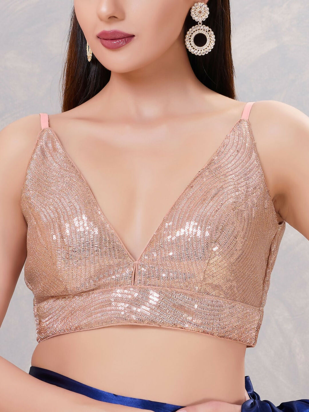 Joban Fashion Women Sequin Rose-Gold Stitched Blouse