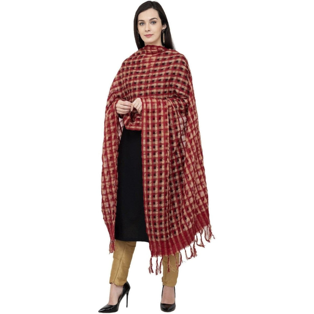A R Silk Golder Box Regular Dupatta Color Mehroon Dupatta or Chunni
