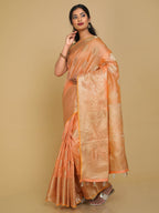 Kalamandir Floral Light Orange Silk Blend Saree