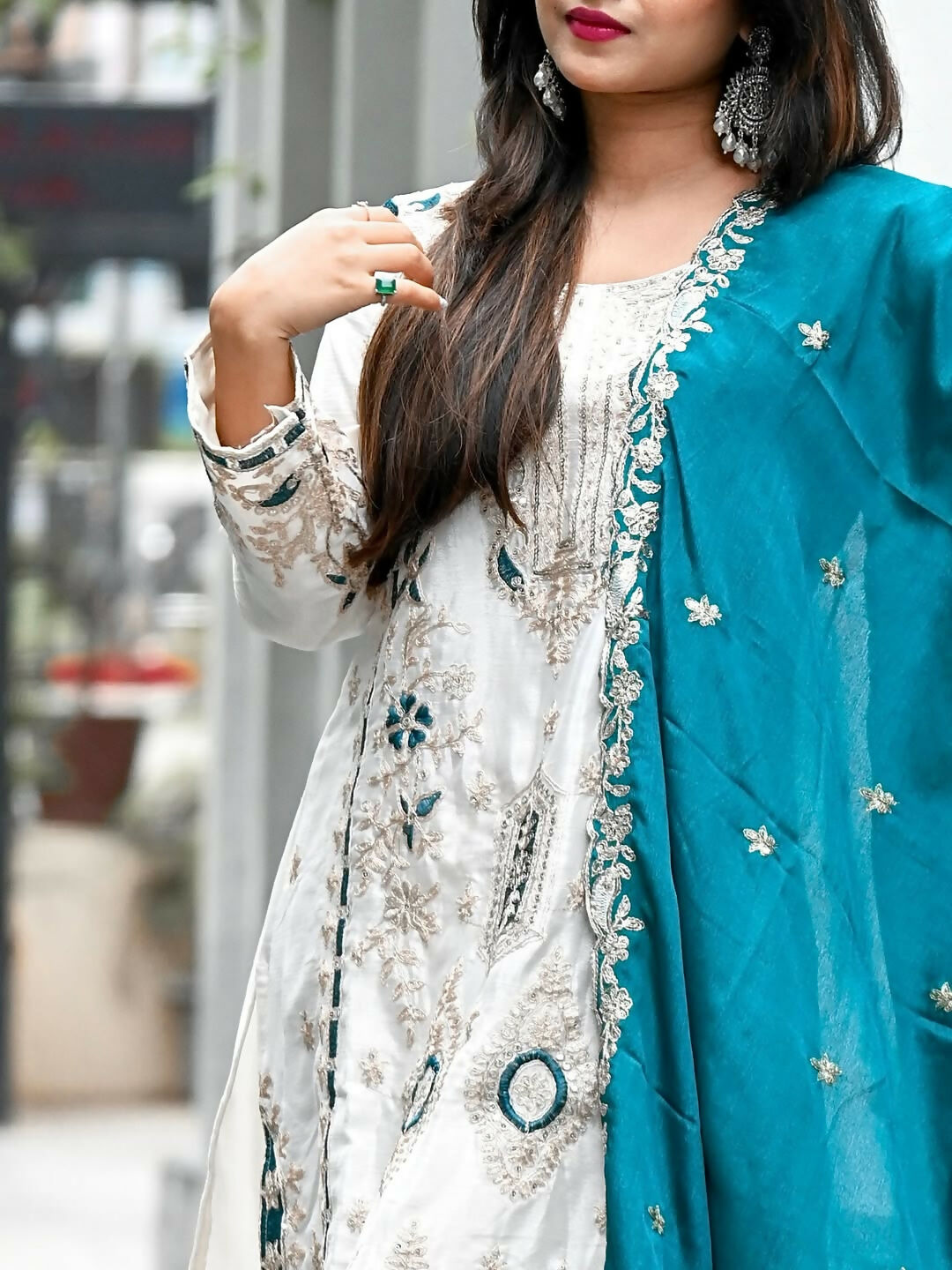 Teeya Creation White Color Chinon Silk Party Wear Trending Palazzo Set - Distacart