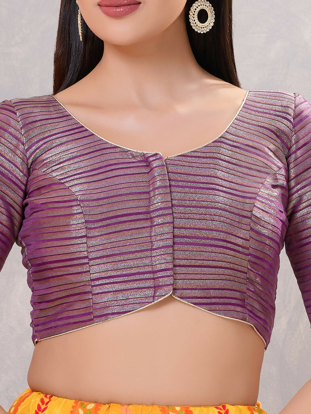 Joban Fashion Women Silk Purple Stitched Blouse