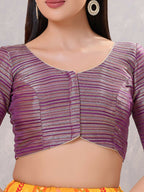 Joban Fashion Women Silk Purple Stitched Blouse