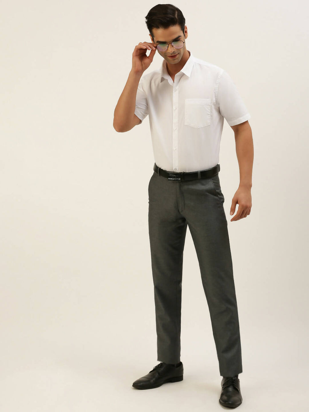 Ramraj Cotton Mens Half Sleeve Formal 100 % Cotton White Shirt