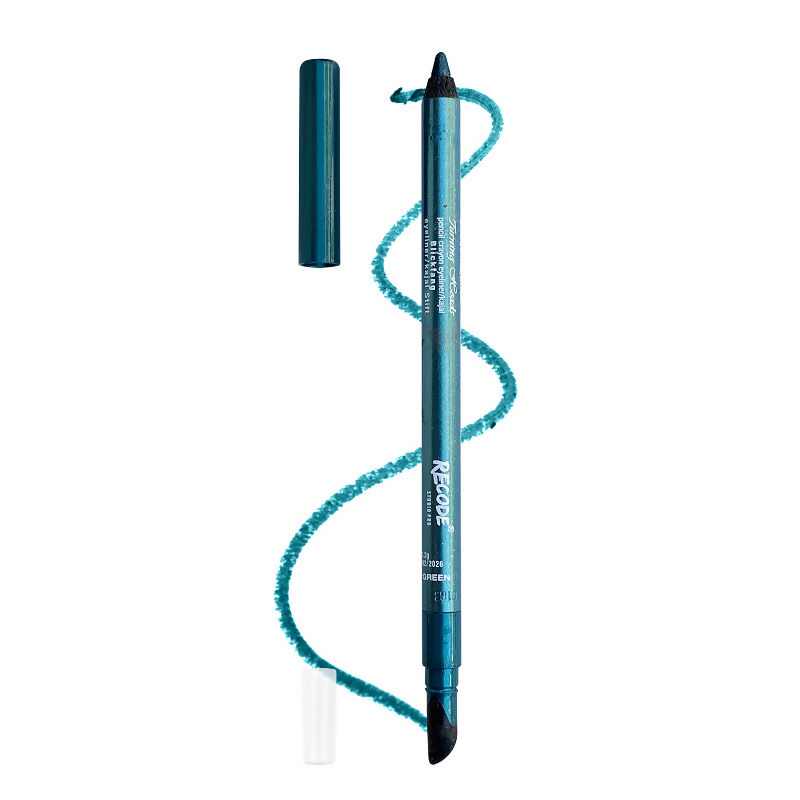 Recode Turning Heads Crayon Gel Eyeliner Cum Kajal Pencil - Glittery Green