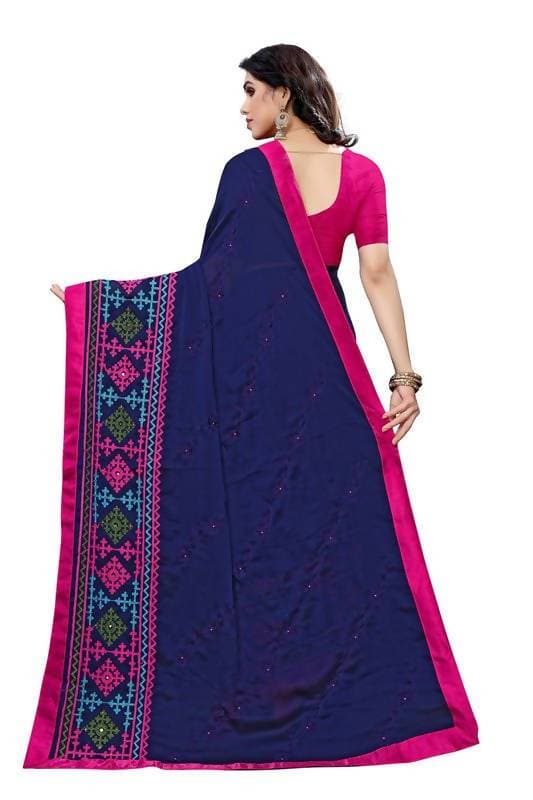 Vamika Navy Chiffon Emboridered Saree (SUIDHAGA NAVY)