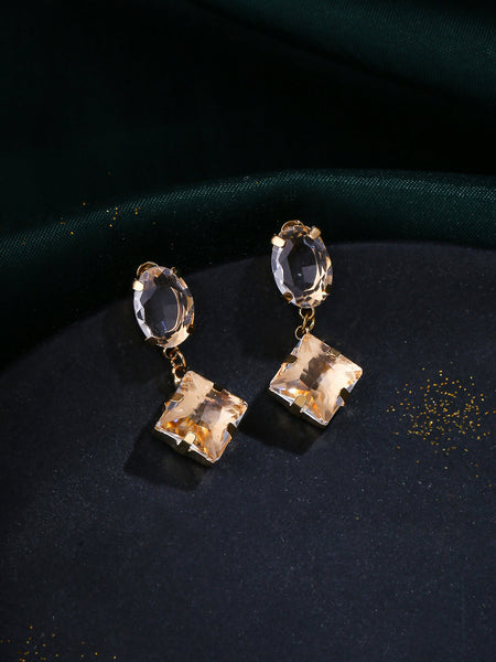 NVR Women Golden Cz Studded Studs Earrings