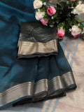 Shree Shyam Fashion Organza Sea Green Saree - Distacart
