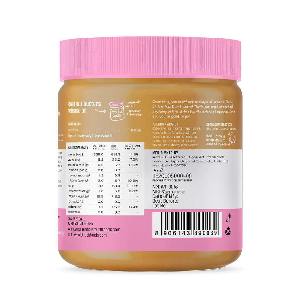 The Whole Truth Unsweetened Peanut Butter - Creamy - Distacart