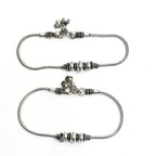 Mominos Fashion Kamal Johar Oxidised Party Wear Silver Anklets