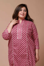 Miravan Women's Floral Printed Cotton Kurta With Palazzo 