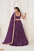 Aastha Fashion Wine Butterfly Net Tone To Tone Thread Work, Sequence Work And Original Mirror Work Embroidery Wedding Wear Lehenga Choli